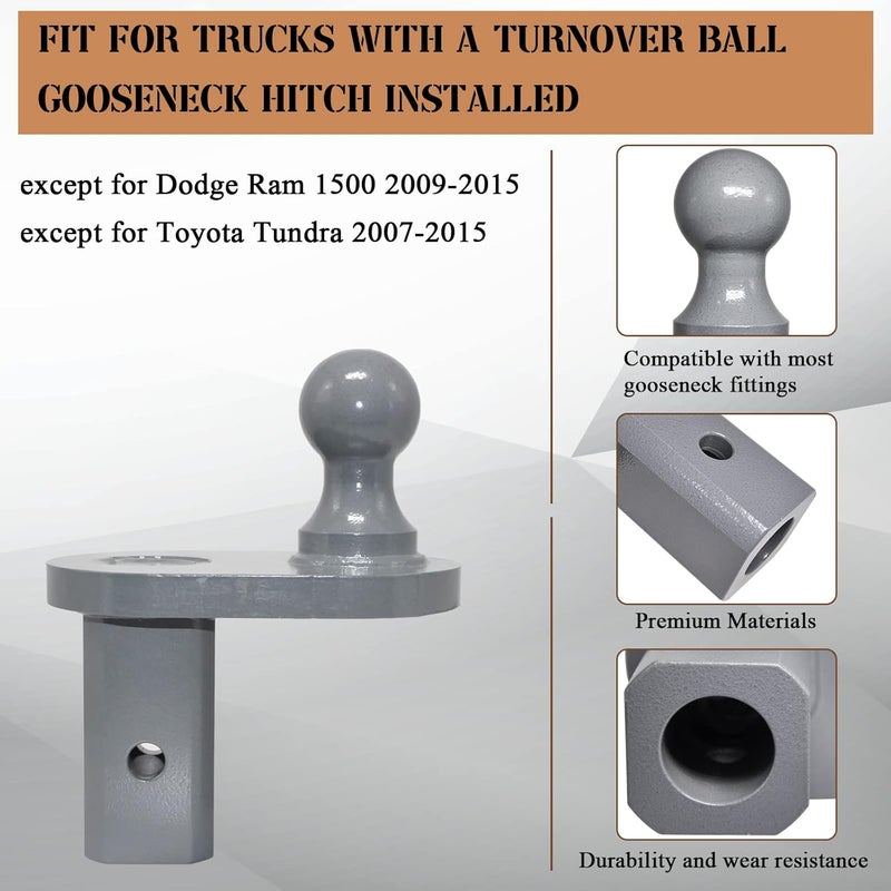 AUGSMIAR GNXA4085 Gooseneck Ball Extender, Heavy Trailer Hitch for B&W Trailer Hitches Turnoverball Gooseneck Hitch Extender, 4 Inches Offset, 20000 lbs GTW/ 5000 lbs VTW, 2-5/16 Inch Diameter Ball - Image 4